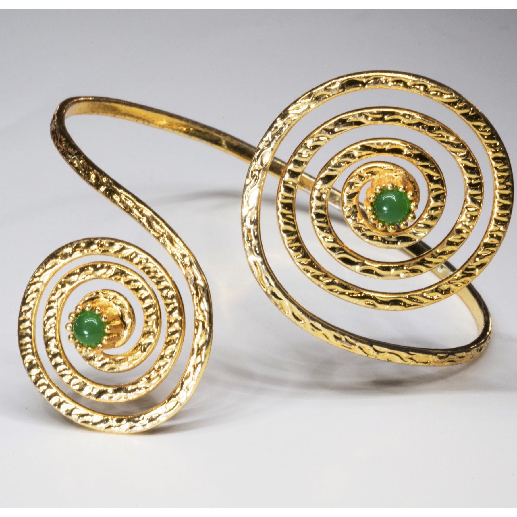 Modern Emerald Cuff Bracelet, 18k gold Overlay Fashion Jewelry - PCH Rings