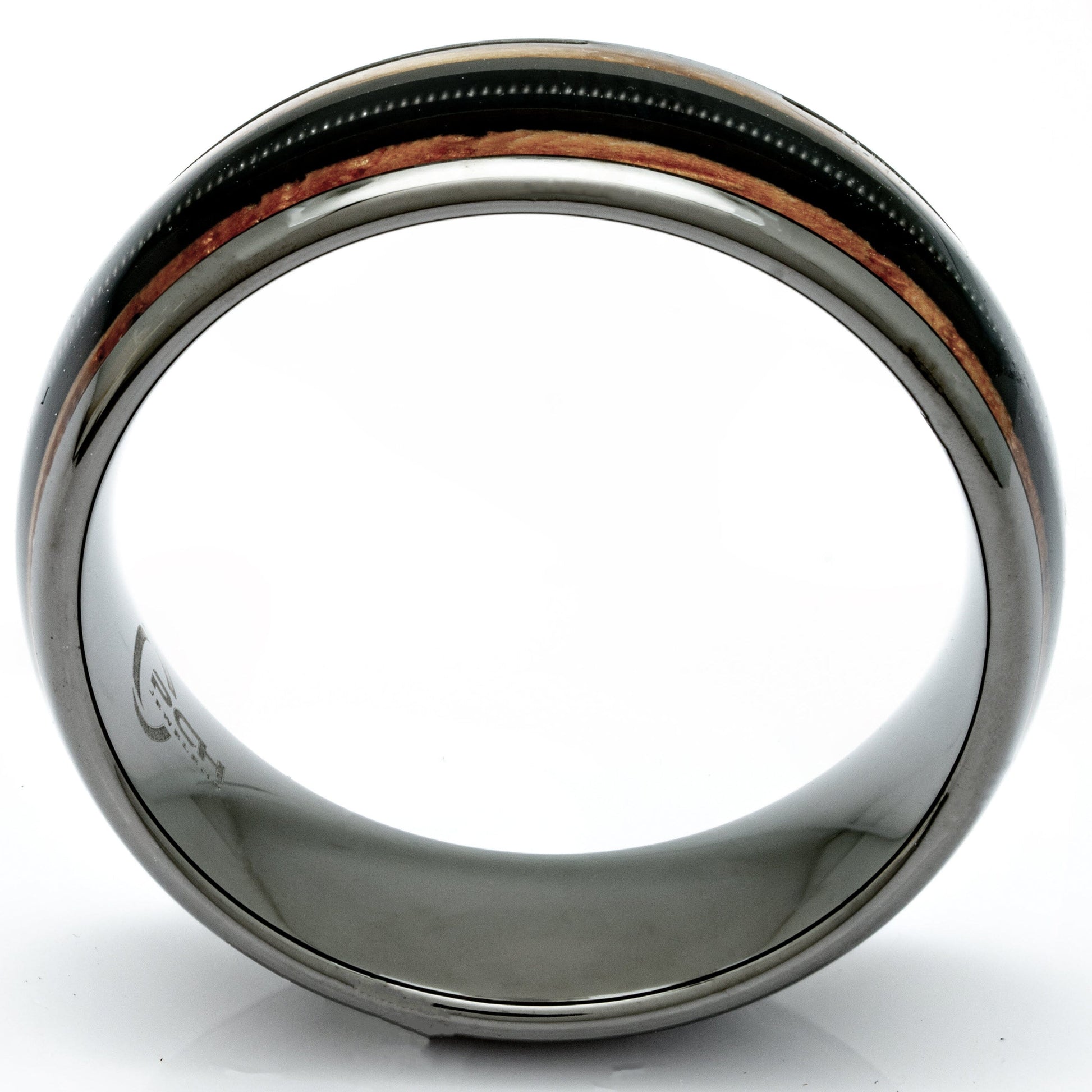 Tungsten, Whiskey Barrel, Guitar String Ring, 8mm Comfort Fit Wedding Band - PCH Jewelers INC.