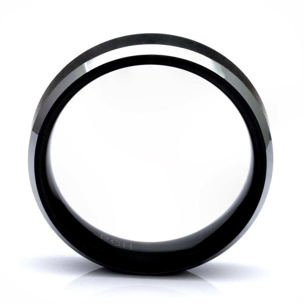 Men's Black Tungsten Ring With Satin Finish, 6mm Comfort Fit Wedding Band - PCH Rings