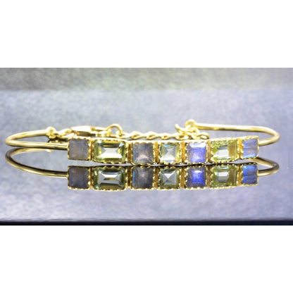 Sterling Silver Gemstone Bracelet With Green Amethyst and Labradorite - PCH Rings