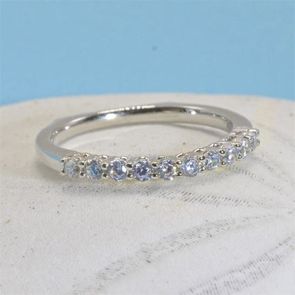 Sterling Silver Wedding Band With Cubic Zirconia, 925 Stacking Ring - PCH Rings