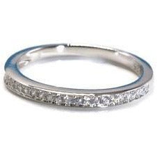 Sterling Silver Wedding Band With Cubic Zirconia, 925 Wedding Ring, Stacking Band - PCH Rings