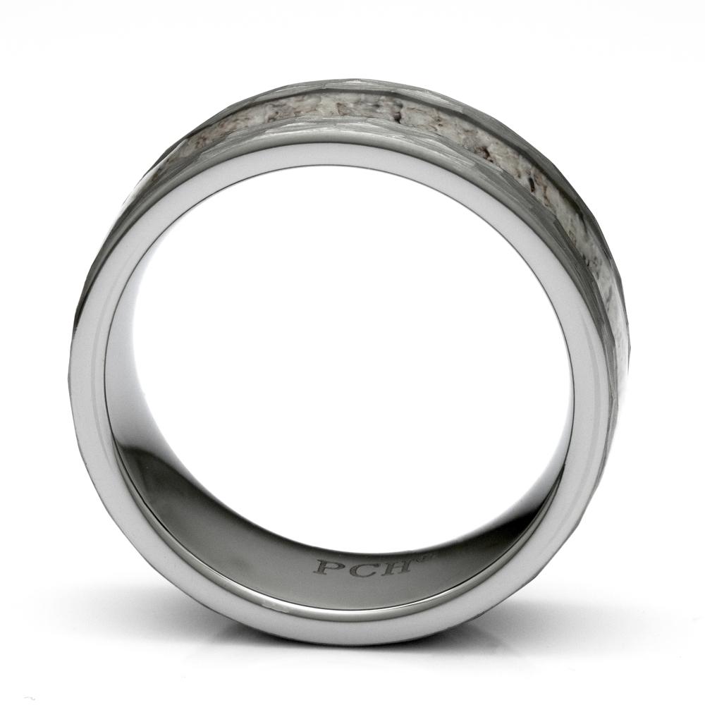 Men's Tungsten Antler Ring With Hammered And Brushed Finish, 8mm Comfort  Fit Wedding Band