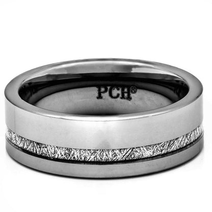 Men's Meteorite Ring In Tungsten Carbide, 8mm Comfort Fit Wedding Band - PCH Rings