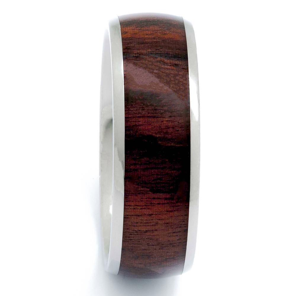 Titanium Wood Ring With Genuine Hawaiian Koa Wood, 8mm Comfort Fit Wedding Band - PCH Rings