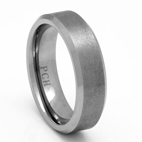 Men's Tungsten Ring, Brushed Finish, 7mm Comfort Fit Wedding Band - PCH Rings