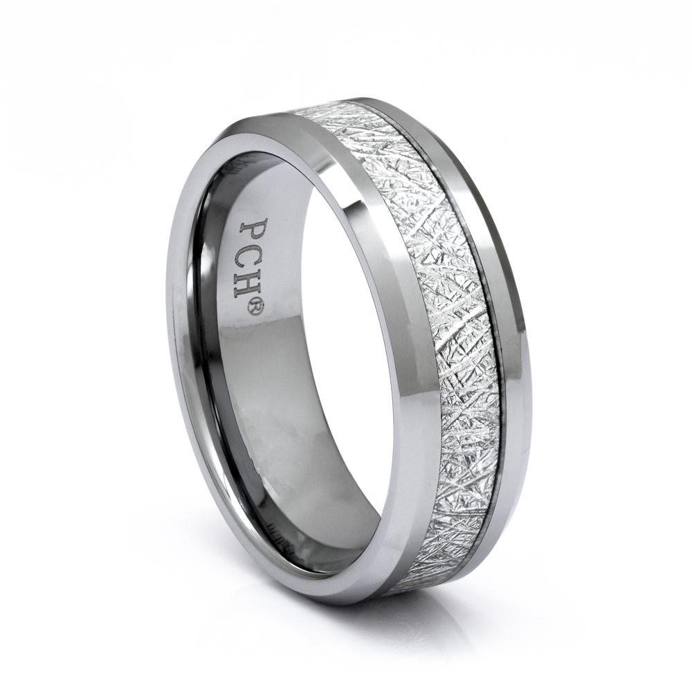 Men's Meteorite Tungsten Ring, 8mm Comfort Fit Wedding Band - PCH Rings