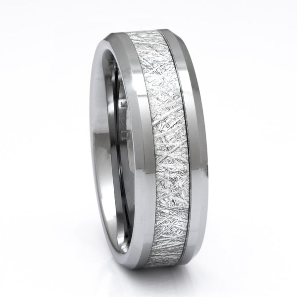 Men's Meteorite Tungsten Ring, 8mm Comfort Fit Wedding Band - PCH Rings