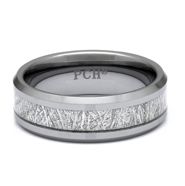 Men's Meteorite Tungsten Ring, 8mm Comfort Fit Wedding Band - PCH Rings