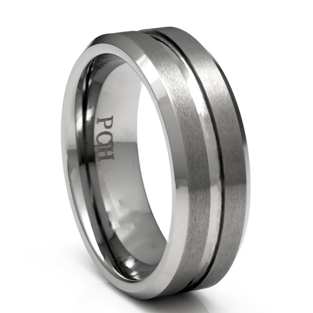 Men's Classic Tungsten Ring With Brushed Finish, 8mm Comfort Fit Wedding Band - PCH Rings