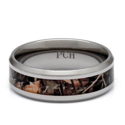 Men's Titanium Camouflage Ring, 8mm Comfort Fit Wedding Band - PCH Rings