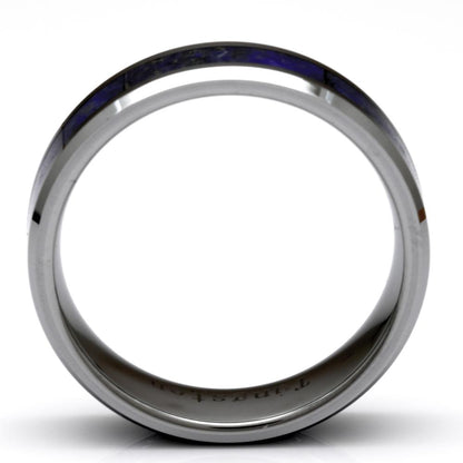 Tungsten Ring With Blue Lapis Lazuli Inlay, 6mm Comfort Fit Wedding Band - PCH Rings